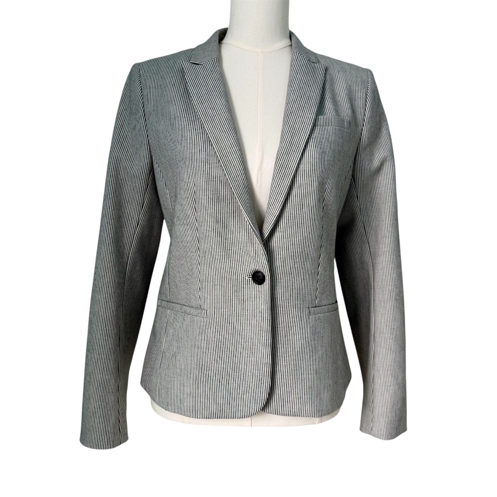 BANANA REPUBLIC | Navy & White Striped Single Button Blazer Sz 8